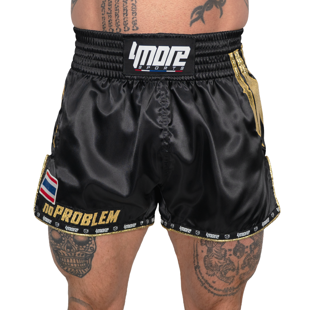 No Problem Muay Thai Shorts – Black/Gold