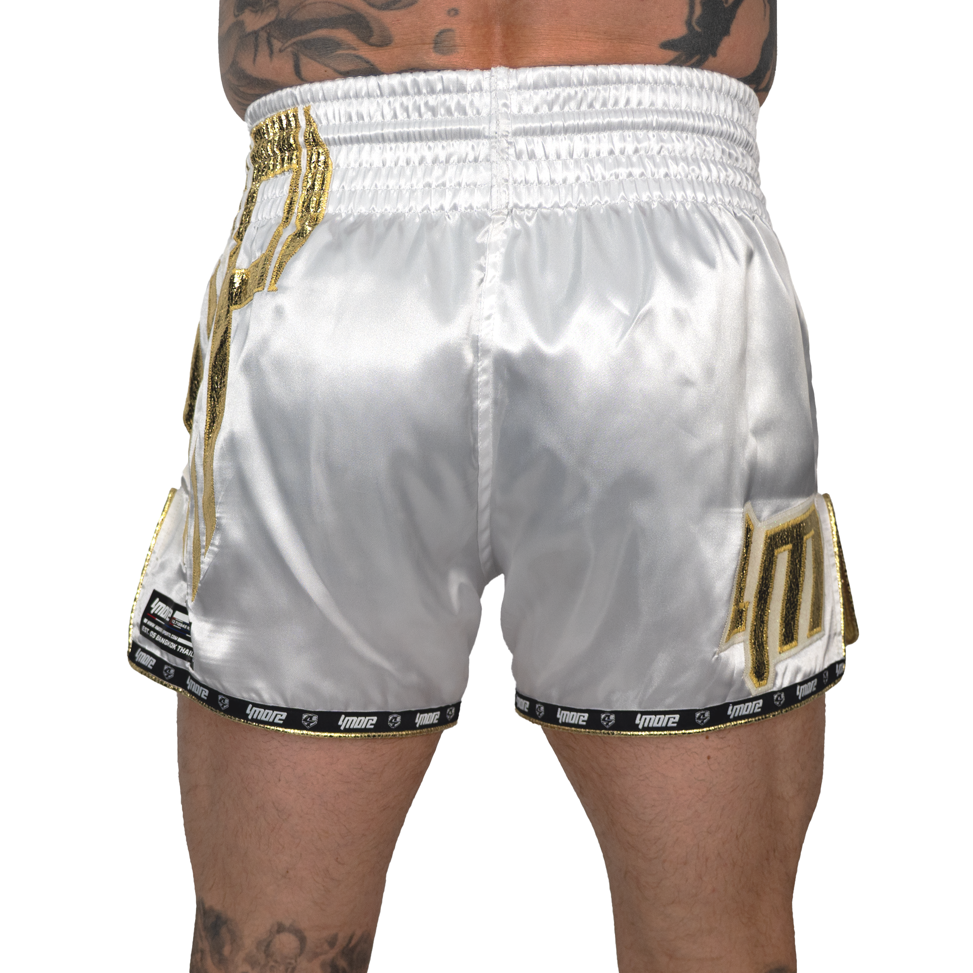 No Problem Muay Thai Shorts – White/Gold